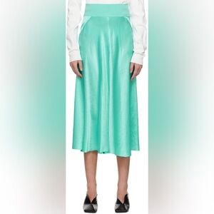 Vince Rib-Trim Raw-Edge Midi Skirt